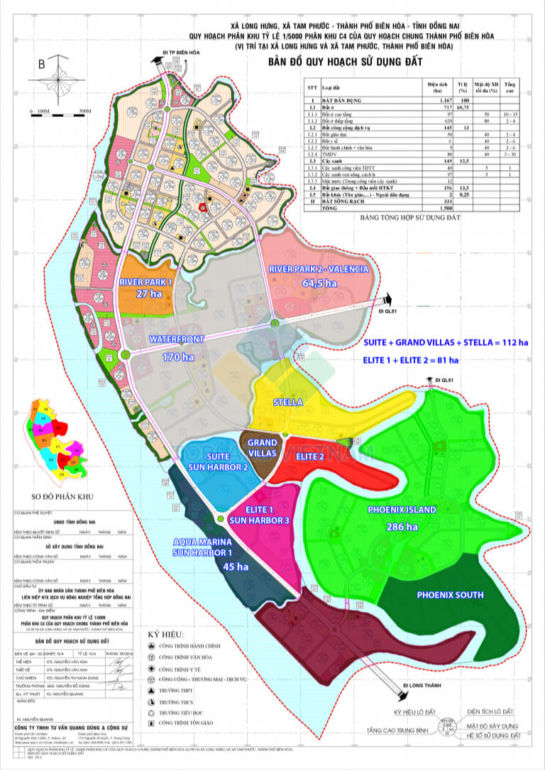 Bản đồ quy hoạch chi tiết sử dụng đất dự án Aqua City